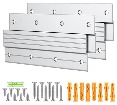 Produktbild von 2 Paar 15 cm lange französische Bilderhaken, Tragkraft 27 kg, robuste französische Bilderhaken, Spiegelhaken aus Aluminiumlegierung, Wandhalterung, arretierbare Z-förmige Klemme mit Wasserwaage