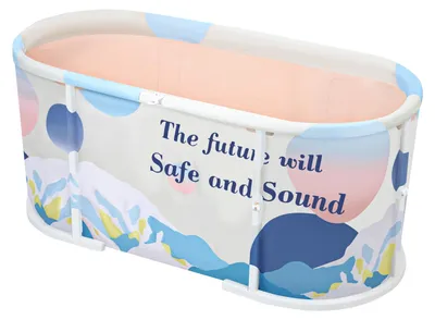 Produktbild von Große, faltbare Badewanne (45 Zoll), extra große, faltbare Badewanne mit Kunststoffrahmen, freistehende, faltbare Badewanne mit Rundum-Design, Familien-Spa-Badewanne für Kinder und Erwachsene