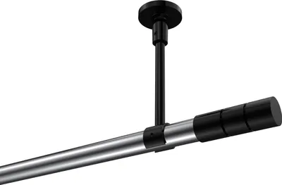 Produktbild von Interdeco Gardinenstange / Vorhangstange Chrom / Schwarz, Typ Sonette Elanto (Rillenzylinder) ohne Ringe, Deckenmontage, 20 mm Ø 1-läufig, 180 cm