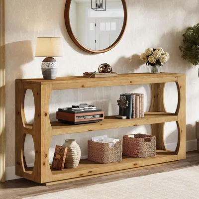 Produktbild von Konsolentisch Massivholz 160cm Bauernhaus Stil Rustikales Braun 3 Ebenen