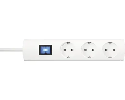 Produktbild von KOPP Steckdosenleiste UNOversal, 3-fach, Schalter, 1,4 m Zuleitung, weiß