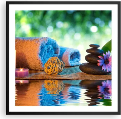 Produktbild von Gerahmtes Poster - Schwarzer Rahmen - Natur Entspannung Spa Kerzen - 60x60 cm - Wand Bild - Wanddeko - Wandbilder - Wandposter - Bilderrahmen - Bilder - Kunstdruck - Wandbild - P2BAC60x60-2554