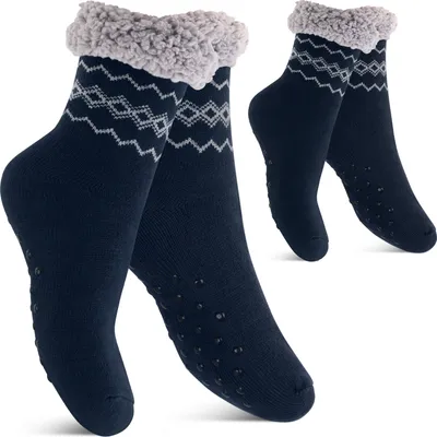 Produktbild von Footstar Damen und Herren Winter Haussocken (2 Paar) Kuschelsocken - Navy 39-42