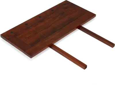 A wooden table extension piece with two legs is shown against a white background.