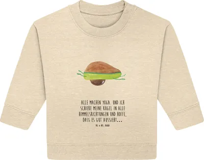 Produktbild von Mr. & Mrs. Panda Organic Baby Pullover Avocado Yoga 6. - 12. Monat - Natural Raw - Geschenk, Bauch, Hilfe, Unsportlich, Bullover, Haha, Humor