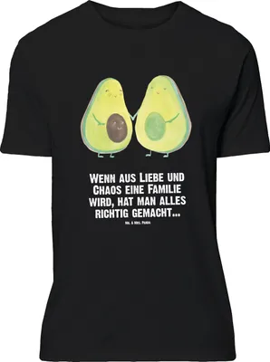 Produktbild von Mr. & Mrs. Panda Größe XL T-Shirt Avocado Pärchen - Schwarz - Geschenk, Familie, Shirt, Tshirt, Liebe, Schwangerschaft, mit Spruch