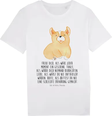 Produktbild von Mr. & Mrs. Panda Größe L T-Shirt Corgie - Weiß - Geschenk, Tshirt, Lebensfreude, Shirt, Lebensfroh, Hund, mit Spruch, Sprüche, Corgi
