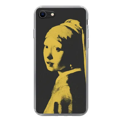 Produktbild von MuchoWow® Handyhülle Schutzhülle Hülle für iPhone SE 2022 Mädchen mit Perlenohrring - Vermeer - Schwarz - Gelb Silikon Softcase Handy Hülle - Schutzhülle