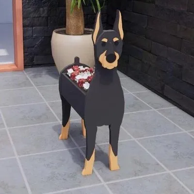 Image de Petits pots de fleurs en PVC décorés de chiens