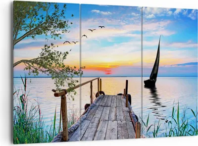 Produktbild von Bild auf Leinwand - Leinwandbild - Brücke See - 165x110cm - Wand Bild - Wanddeko - Wandbilder - Leinwanddruck - Bilder - Kunstdruck - Wanddekoration - Leinwand bilder - Wandkunst - CE165x110-4115