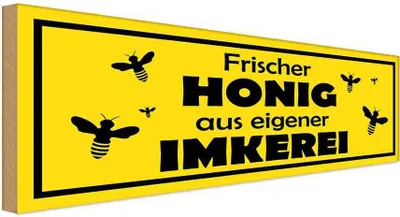 Produktbild von vianmo Holzschild 10x27 cm frischer Honig eigene Imkerei Warnschild Hinweisschild