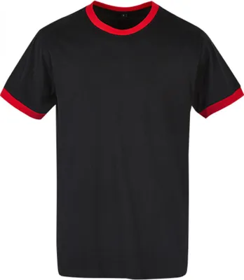 Immagine prodotto di Build Your Brand Basic BB022 | Maglietta Ringer da uomo lavabile a 30 °C - Colore: Black/City Red - Taglia: XL