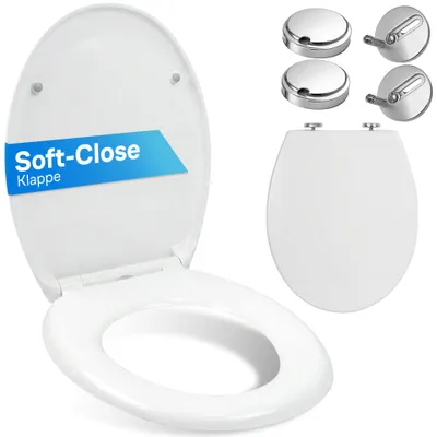 Obrázok produktu pre WC sedadlo s mechanizmom Soft-Close WC poklop WC sedadlo WC sedadlo WC poklop Duroplast Softclose Funkcia rýchleho uvoľnenia Biela Retoo