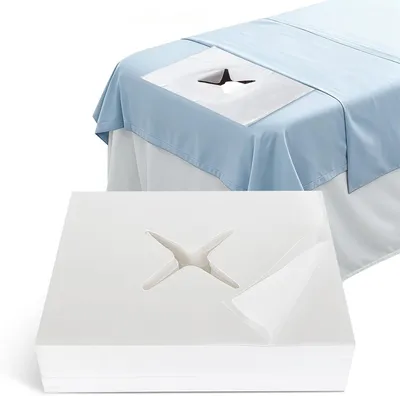 Productafbeelding van Verpakking met 600 wegwerp gezichtsdoekjes, 40 x 40 cm, geschikt voor massagebanken, schoonheidsbehandelingen en fysiotherapie. Huidvriendelijk en geurloos