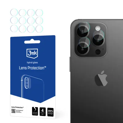 Produktbild von 3mk Hybridglas Lens Protection für iPhone 15 Pro Max Kamera Objektiv Kameralinse 0,16mm 6H (4 Stück)