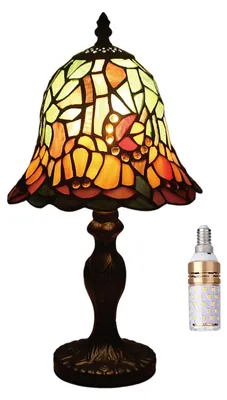 Immagine prodotto di Lampada da tavolo in stile Tiffany, con paralume in vetro colorato, design vintage