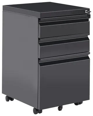 Produktbild von BELIANI Aktenschrank Schwarz Metall mit 3 Schubladen Abschließbar Rollbar Modern Metallschrank für Arbeitszimmer Büro Homeoffice Garage Werkstatt
