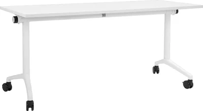 Produktbild von BELIANI Schreibtisch Weiß 160 x 60 cm Klappbar Faltbar mit Rollen Mobil Bürotisch für Homeoffice Büro Modernes Design