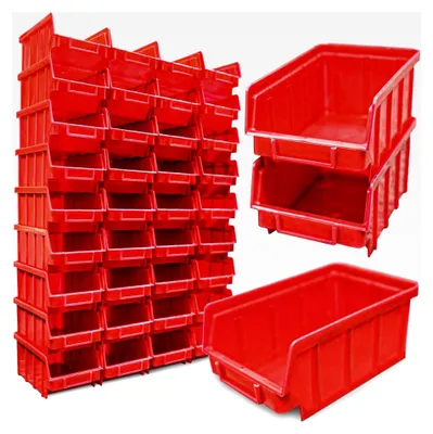 Produktbild von 40 Stapelboxen Rot Größe 2 für Werkstatt und Garage