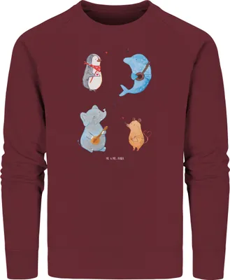 Produktbild von Mr. & Mrs. Panda Baumwoll Pullover Big Band Größe XL - Burgundy - Geschenk, Gitarre, Lustige Sprüche, Delfin, Elefant, Maus, Pulli, Sweater, Sweatshirt, Hund