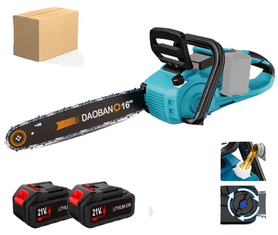 Image de Scie à chaîne électrique, 16 pouces, moteur sans balais, kit avec 2 batteries