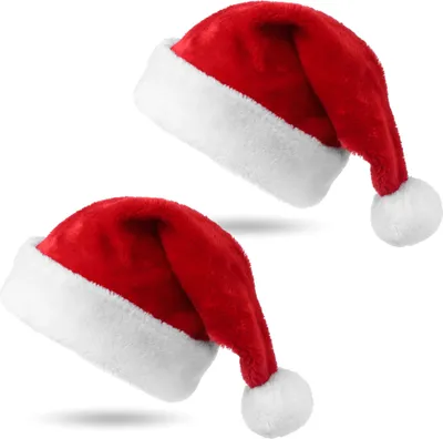 Produktbild von 2er Samt Weihnachtsmütze Nikolausmütze rot - Weihnachten