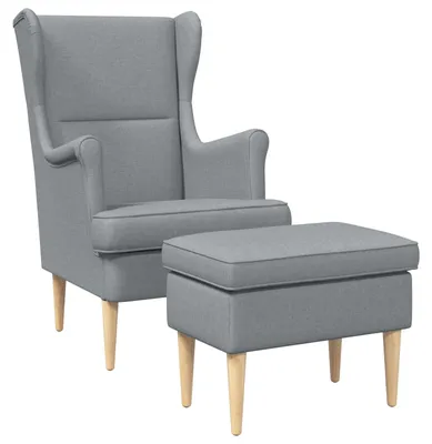Image de vidaXL : 2 fauteuils avec repose-pieds, tissu gris clair
