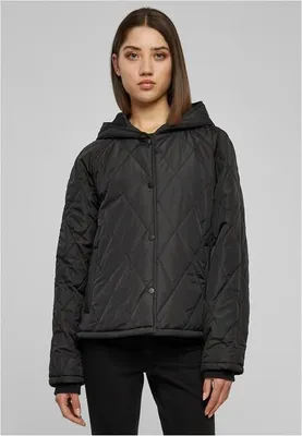 Image de Urban Classics Ladies Oversized Diamond Quilted Hooded Jacket noir - XL