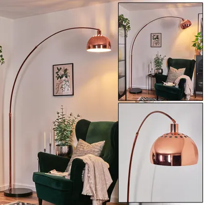 Produktbild von Gavirate Stehlampe aus Metall in Schwarz/Kupfer/Weiß im Retro/Vintage-Design
