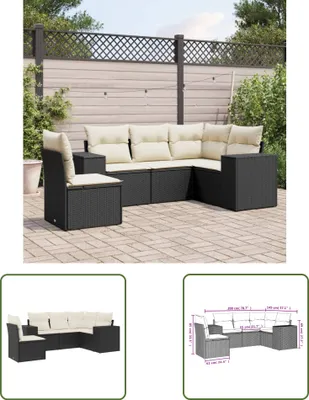 Produktbild von The Living Store 5-tlg. Garten-Sofagarnitur mit Kissen Schwarz Poly Rattan