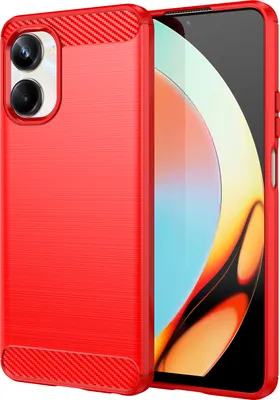 Produktbild von Realme 10 Pro Hülle, Carbon-Faser TPU Silikon Stoßfest Schutzhülle für Realme 10 Pro Rot