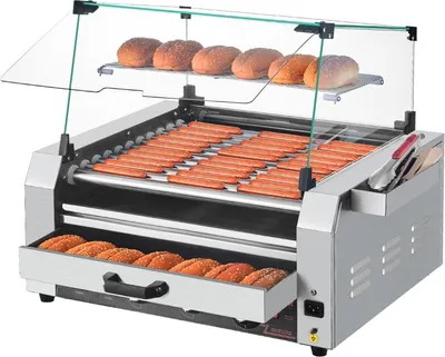 Image de 11 grills électriques à rouleaux pour hot dogs - grills à rouleaux avec chauffe-pain - machine à griller les saucisses