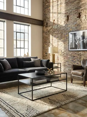 Produktbild von Couchtisch 100x60x45 cm Metall Wohnzimmertisch Industrial Schwarz, Sofatisch Stahl mit Stauraum, Loungetisch mit Ablagefach, Kaffeetisch Beistelltisch Eckig