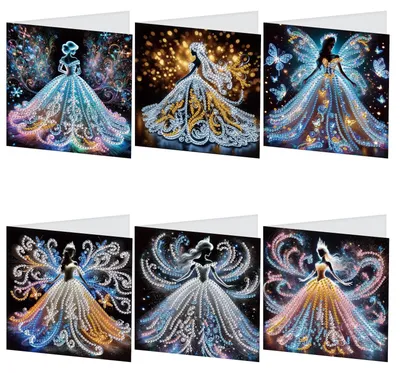 Imagen del producto de Set de 6 tarjetas de felicitación con sobres para manualidades de pintura con diamantes