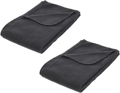 Image de Plaids en microfibre Unyqoos® – Lot de 2 couvertures en polaire douces, 150 x 125 cm, gris foncé, 100 % polyester, couverture légère et confortable pour canapé et lit