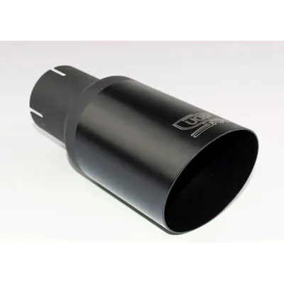 Produktbild von ULTER SPORT NBL1-08-1*/55 Auspuffblende Endrohr Blende Ø80mm 180mm Rund Chrom/Schwarz Edelstahl