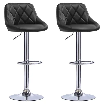 Produktbild von Barhocker 2er Set Drehbare Barstuhl Küchenhocker aus Kunstleder Höhenverstellbar Schwarz