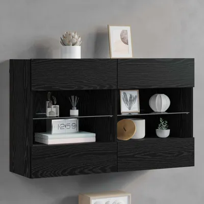 Zdjęcie produktu dla Maison Exclusive - Szafka pod telewizor, 98,5 x 30 x 60,5 cm, kolor czarny, imitacja dębu