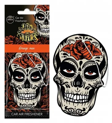 Produktbild von Auto-Duftanhänger AROMA CAR MUERTOS Skull Orange Island Driftwood Duft