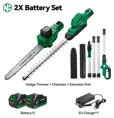 Produktbild von 2-in-1 Hochentaster und Heckenschere - Akku-Kombigerät - Bürstenloser Motor - 2 Akkus - Für hohe Äste