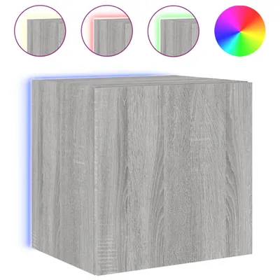 Produktbild von TV-Wandschrank mit LED-Leuchten Grau Sonoma 40,5x35x40 cm
