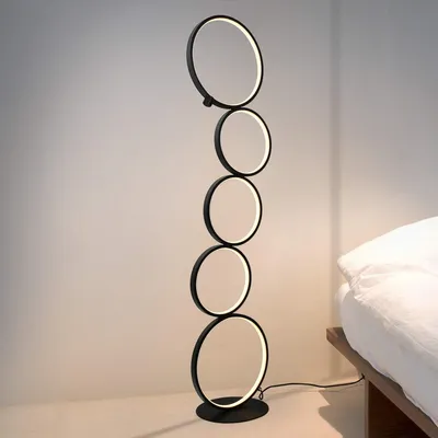 Produktbild von ZMH LED Stehlampe Schwarz Warmweiß Dimmbar Touch Switch Modern 5-flammig Ringförmige 32W für Schlafzimmer Wohnzimmer Arbeitszimmer