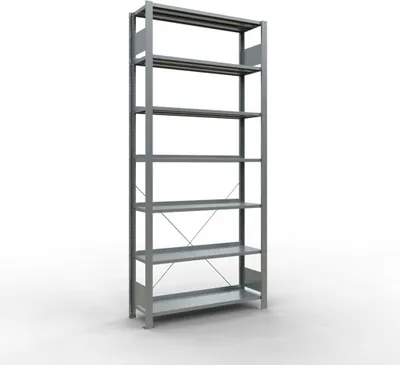 Produktbild von Schulte Büro-Fachbodenregal MULTIplus85 Stecksystem mit Anschlagleiste | Grundregal | Fachlast 85kg | HxBxT 230x100x30cm | 7 Ebenen | Einseitig nutzbar | Verzinkt