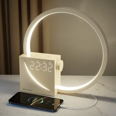 Produktbild von Blonbar -Nachtlampe Weck auf Licht, 3 Stufen Helligkeitsbefugnis dimmbar, 2 Wecker, Tageslichtuhr, 10 Beruhigungsgeräusche, W -USB -Lade, geeignet