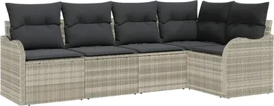 Obrázok produktu pre Súprava záhradných pohoviek 5 pcs Svetlosivá Poly ratan