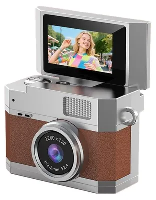 Produktbild von ZELURXX Mini Digitalkamera Retro CCD 0.96" Display Flip-Screen HD, Foto Video, als stylisches Accessoire, Kinder Studenten Outdoor, 64GB, Braun