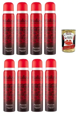 Produktbild von MALIZIA Deodorante Donna Passion Seduction Parfum,Deodorant Deo Spray für Damen 8x 100ml + Italian Gourmet polpa 400g