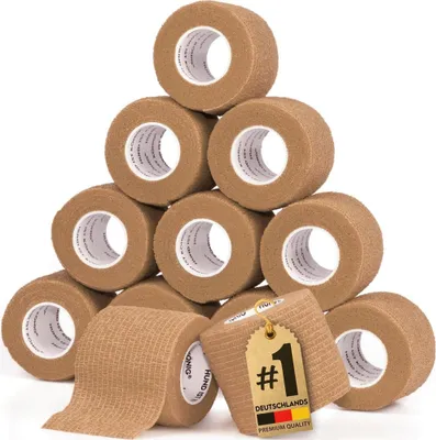 Produktbild von HUND IST KÖNIG® Verband selbstklebend, 5 cm breite Fixierbinde 12x4,7 m Selbstklebende Bandage für Mensch & Tier (Beige)