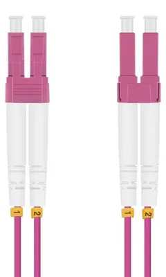 Produktbild von helos LWL Patchkabel OM4 Duplex 3,0mm LC-LC 50/125µm erikaviolett 1,5m LSZH