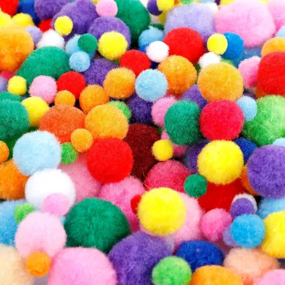 Produktbild von Pompoms 1200 Stück, Bunt, Verschiedene Größen 10/15/20/25/30 mm, für Kreative Bastelprojekte